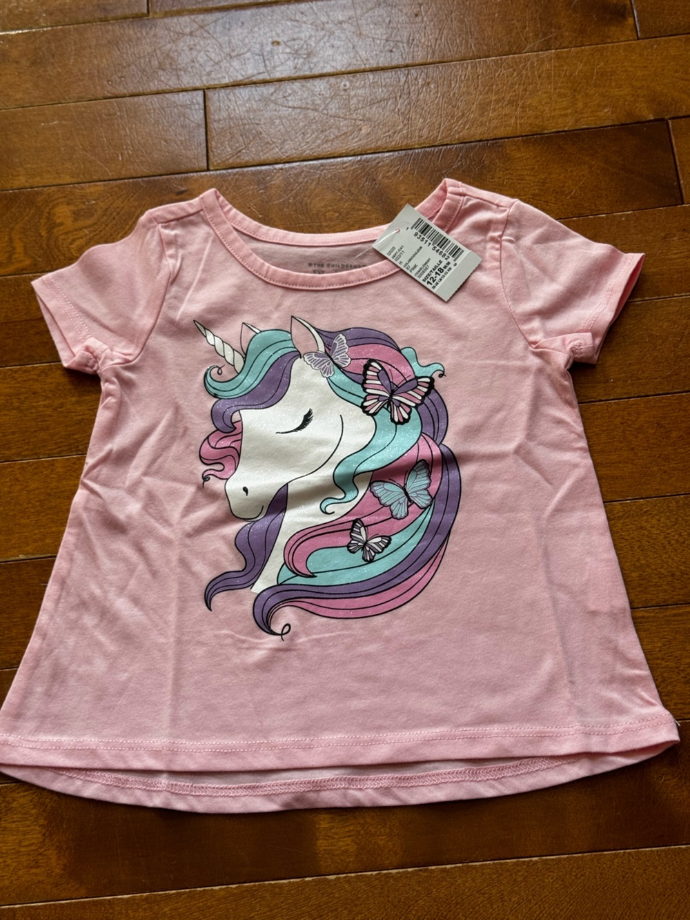 New Childrens Place  Light Pink Unicorn Short Sleeve Tee